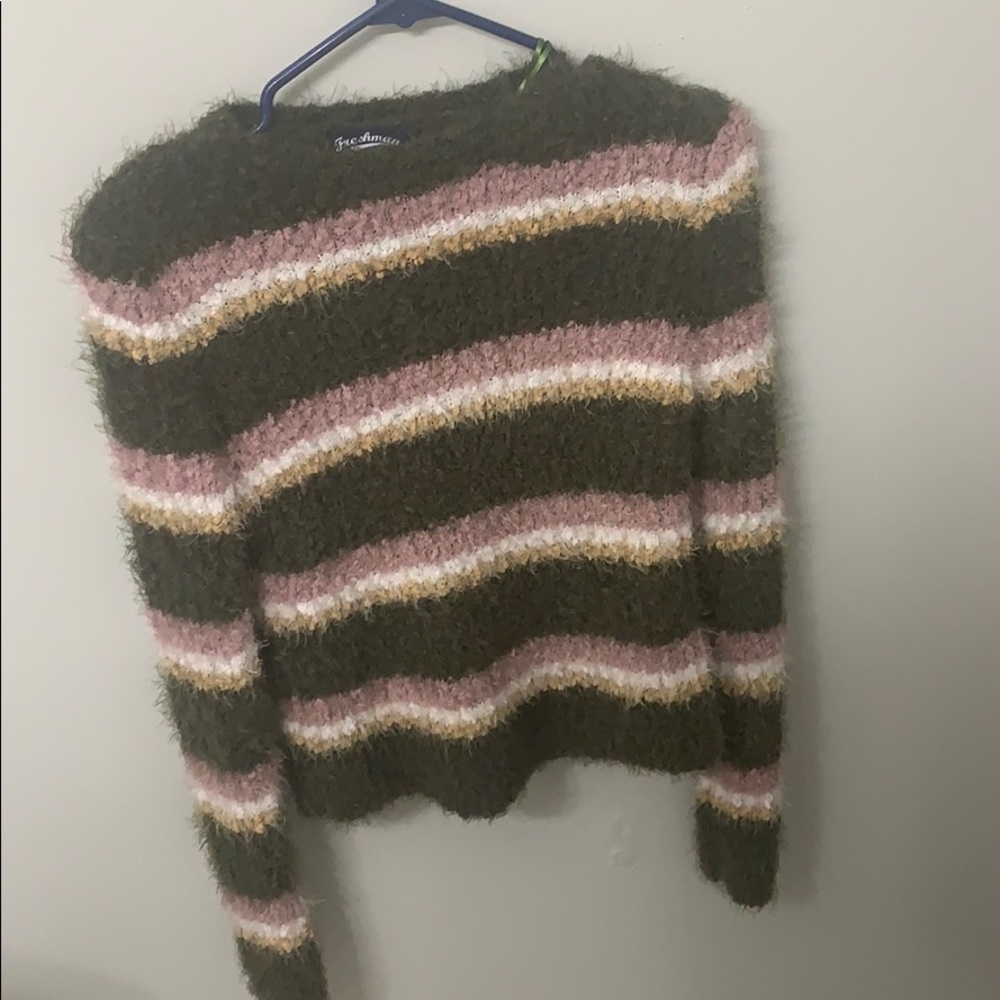 This a multi colored sweater